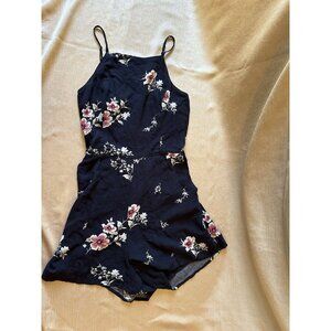 Abercrombie & Fitch Navy Floral Mini Dress Romper Size‎ XS Pockets